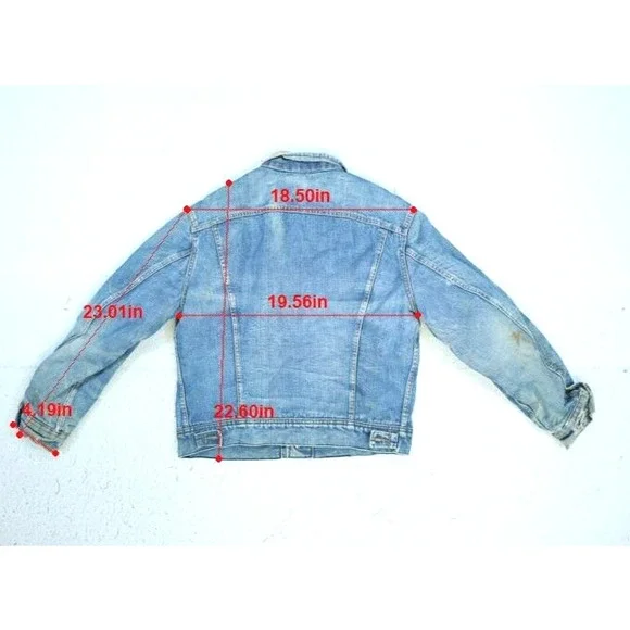 Storm Rider Lee Vintage Made in USA Denim Button Front Jean Jacket Distressed M - Picture 6 of 10